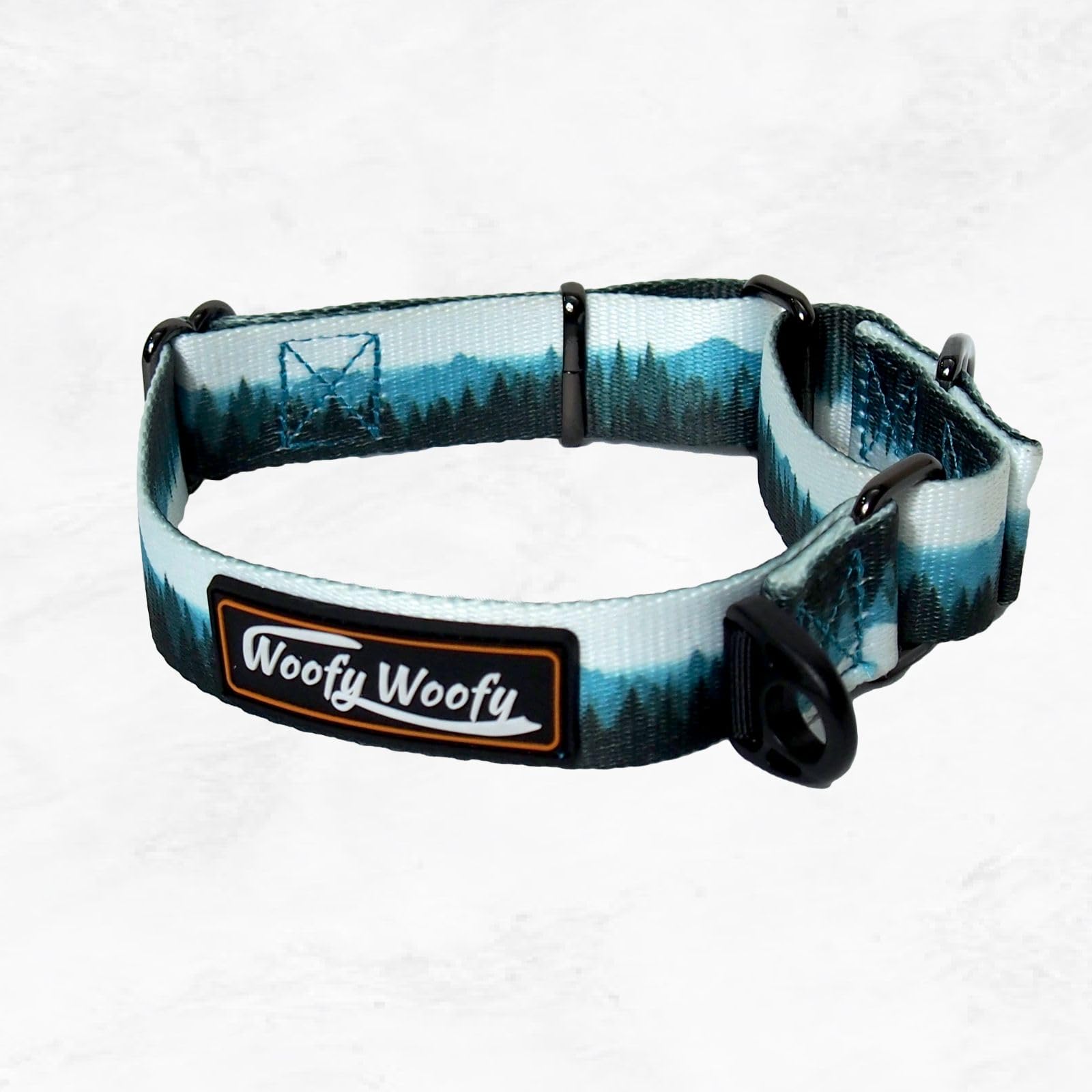 Woofy Woofy Martingale Dog Collar Without Buckle, Escape-Proof, Safety Training Dog Collar, Forest Print