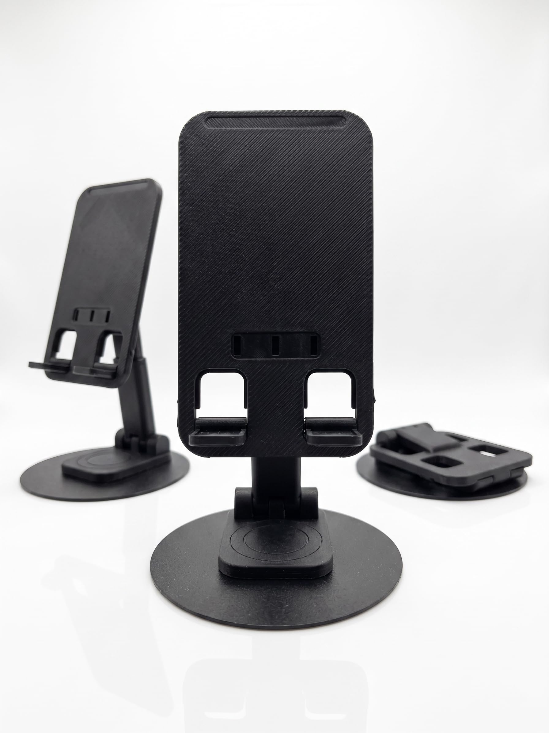 Adjustable Phone Stand, Black, Foldable Stand for Smartphones and Tablets, Round Base-image-16