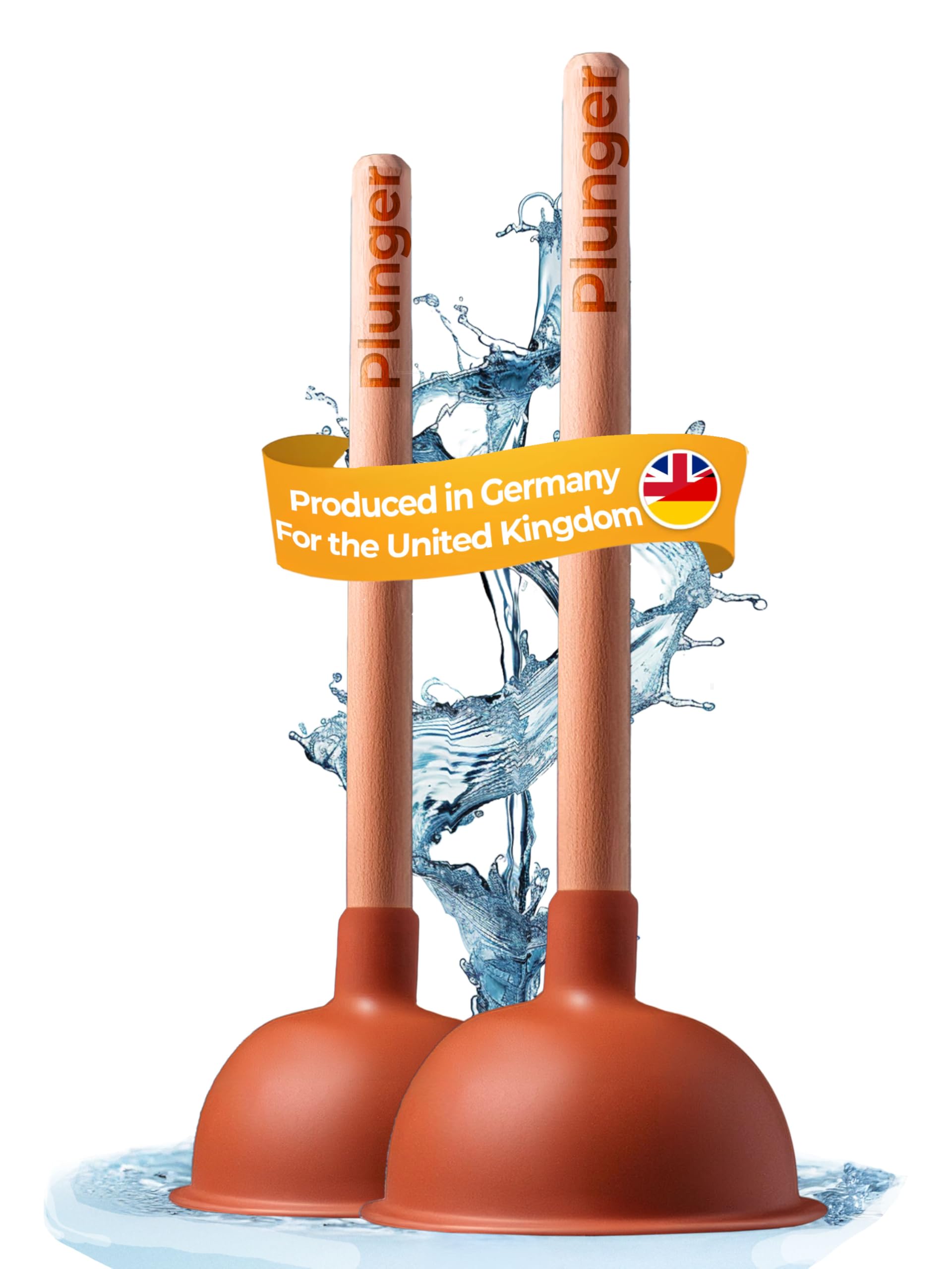 Plunger set, plunger, plunger, 110 + 140 mm, the classic drain free must not be missing in any household, as plunger toilet, craft quality "Made in Germany" aquabook