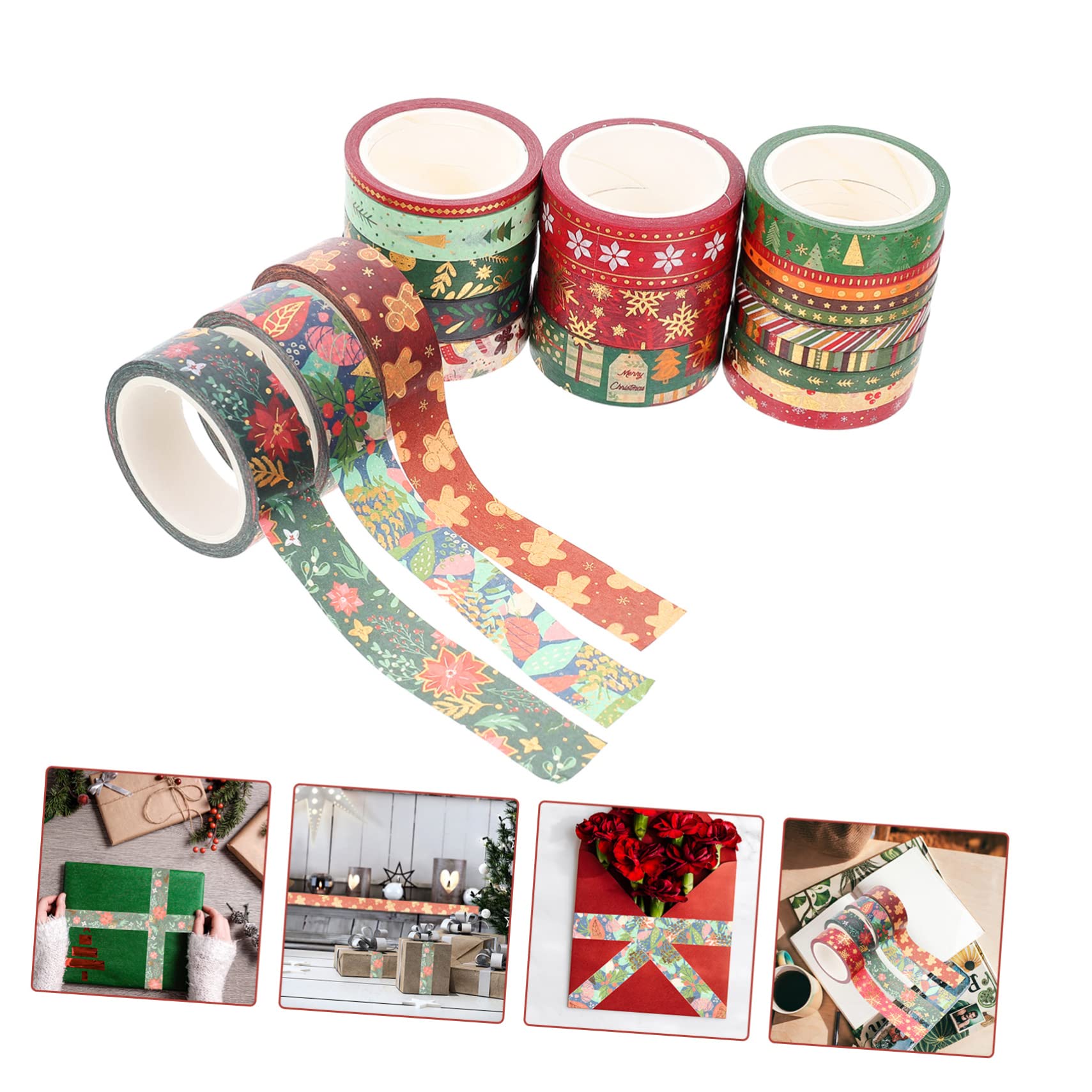 Tofficu 5 Juegos Cinta Washi Navideña Pegatinas Con Temas Navideños Cintas De Cuaderno Pegatinas as Christmas Stickers Cintas Para Envolver De Diario 21 Rollos*5