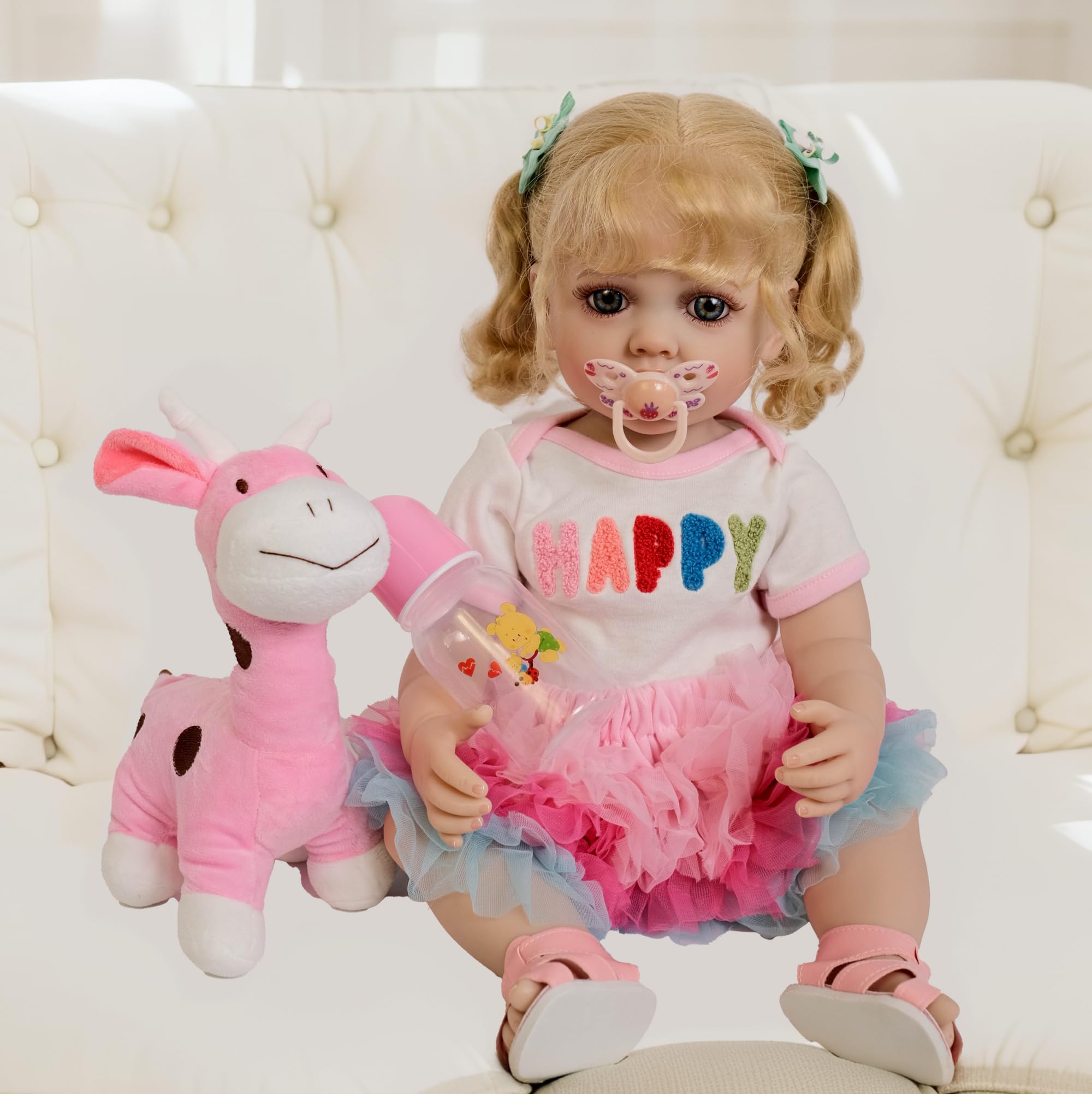 55CM Full Body Vinyl 22 Inch Reborn Doll Girl Toddler Dolls Handmade Gift Toy 5 thumbnail image