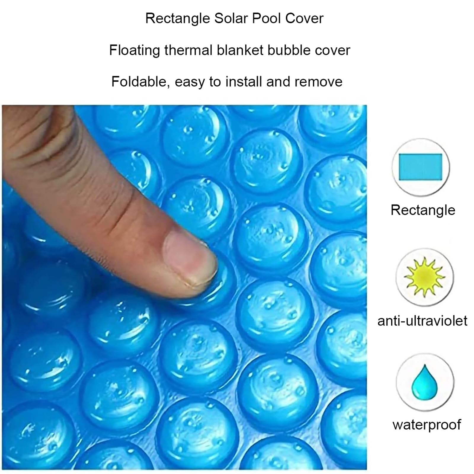 Cobertor Solar para Piscina, Manta Solar de Burbujas para Piscinas enterradas y elevadas, Manta térmica de Burbujas