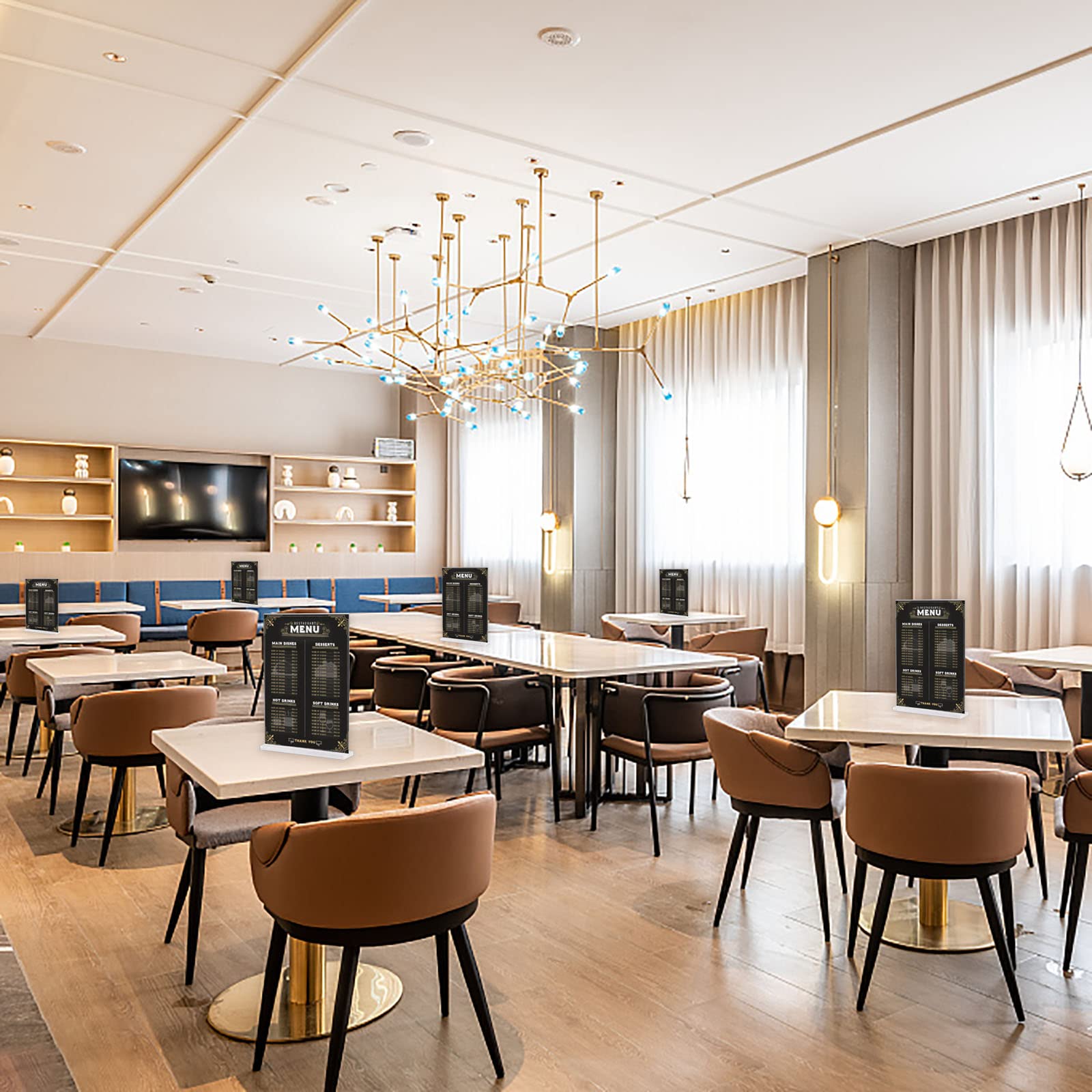 6 Porta Menù Da Tavolo A5 In Acrilico - Supporto Per Cartelli Doppia Faccia A Forma Di T Per Ristoranti, Hotel - Foto 8