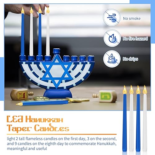 Miniatura 4 de Honoson 4 velas LED de adviento sin llama, velas parpadeantes para Halloween, Hanukkah, Navidad, rituales de Adviento para vacaciones, iglesia,