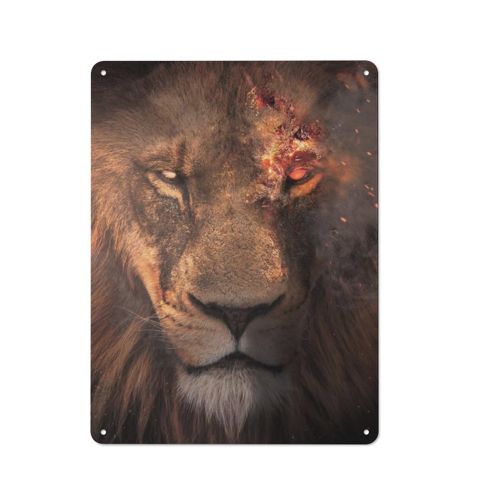 Junmoney Terminator Lion Metal Plaque 40X30cm With For Hallway Wall, Rustic Decor, For Garage, Workshop And Man Cave Decoration