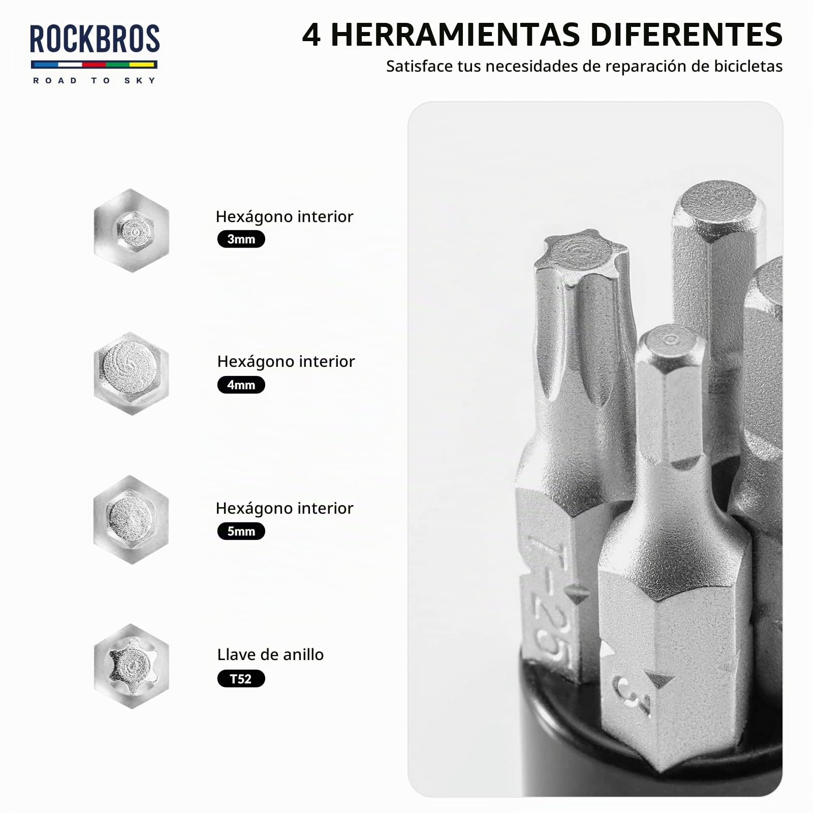 ROCKBROS Road to Sky Multiherramienta Bicicleta 5 en 1 Herramientas de Reparación Multifunción Mantenimiento Herramientas para MTB Bicicleta Carretera BMX