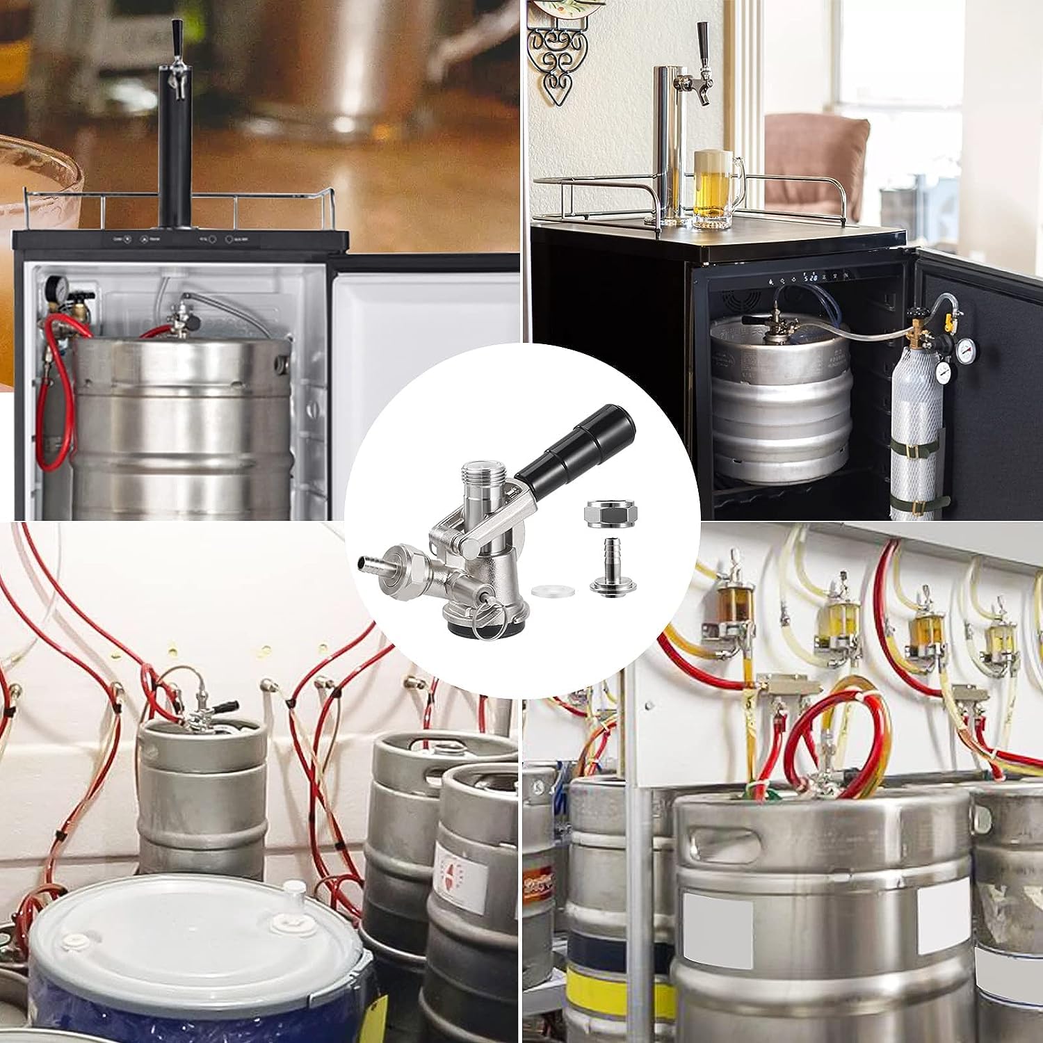 Keg Kegverschluss Zapfkopf Micromatic Korbkeg Typ S, Korb Keg Zapfkopf mit 6 Armaturen Bierfass Anschluss mit Sicherheitsüberdruckventil Hausbrauanlage