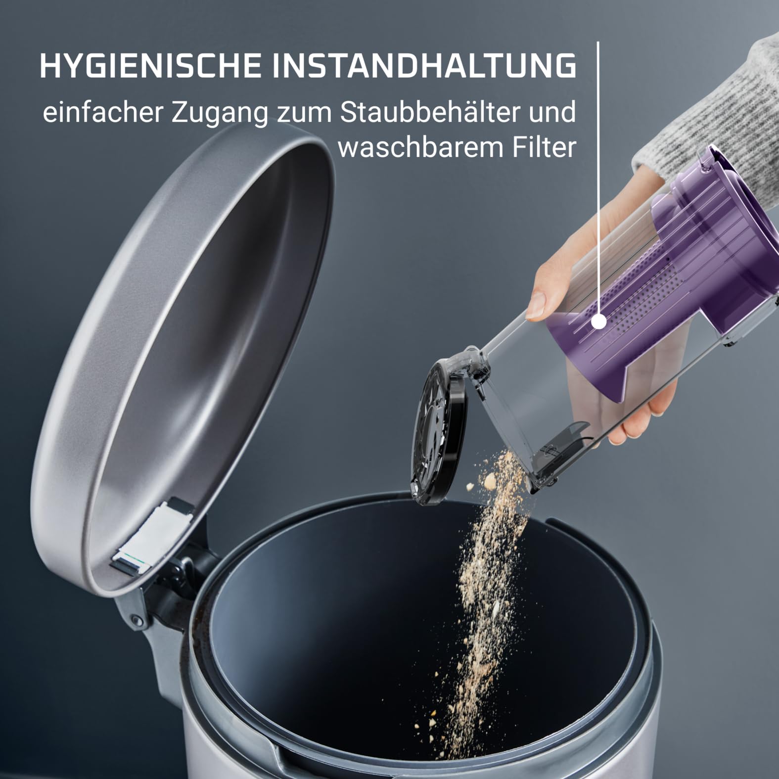 Rowenta X-PERT 7.60, Akkustaubsauger, 140 W Saugleistung, langlebiger Akku, Hochleistungs-LED-Bodendüse, Ultraleicht mit nur 1,2 kg im Handstaubsauger-Modus, Lila-Schwarz, RH6A33WO