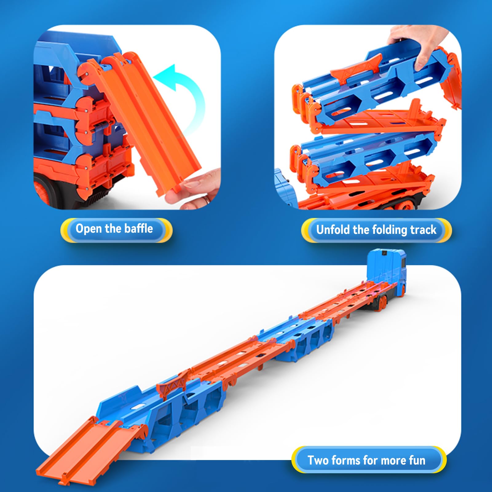 Qivange Transport Truck Toy for 3 4 5 6 7 Year Old Boys Gifts, Portable Truck Toy with 12 Race Car - Image 2