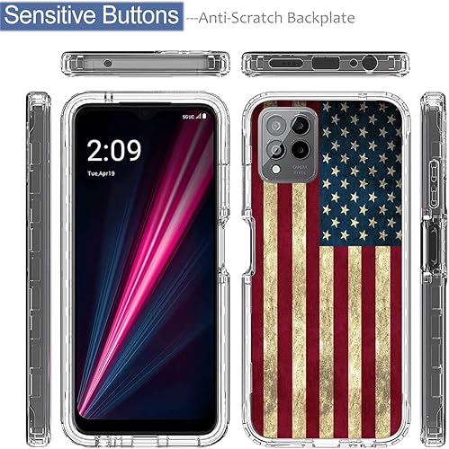 Miniatura 5 de REVVL 6 Pro 5GT Phone Pro 5G TMAF035G, funda protectora de cuerpo completo con patrón de bandera floral transparente con protector de pantalla de
