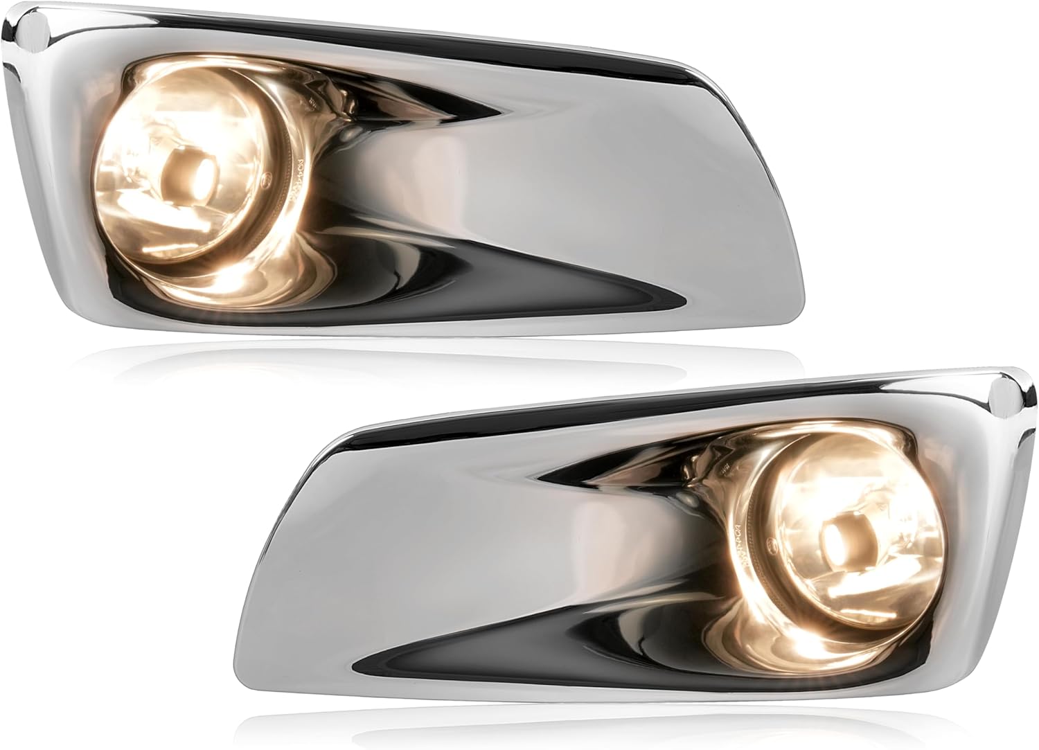 HECASA Pair Fog Lights w/Bezel Compatible with 2008-2015 Kenworth T660 Replacement for P541062100 8885414 N181002200 N181002200R Front Fog Lamp Cover Trim Kit w/Bulbs Clear Lens Silvery Bezel LH & RH