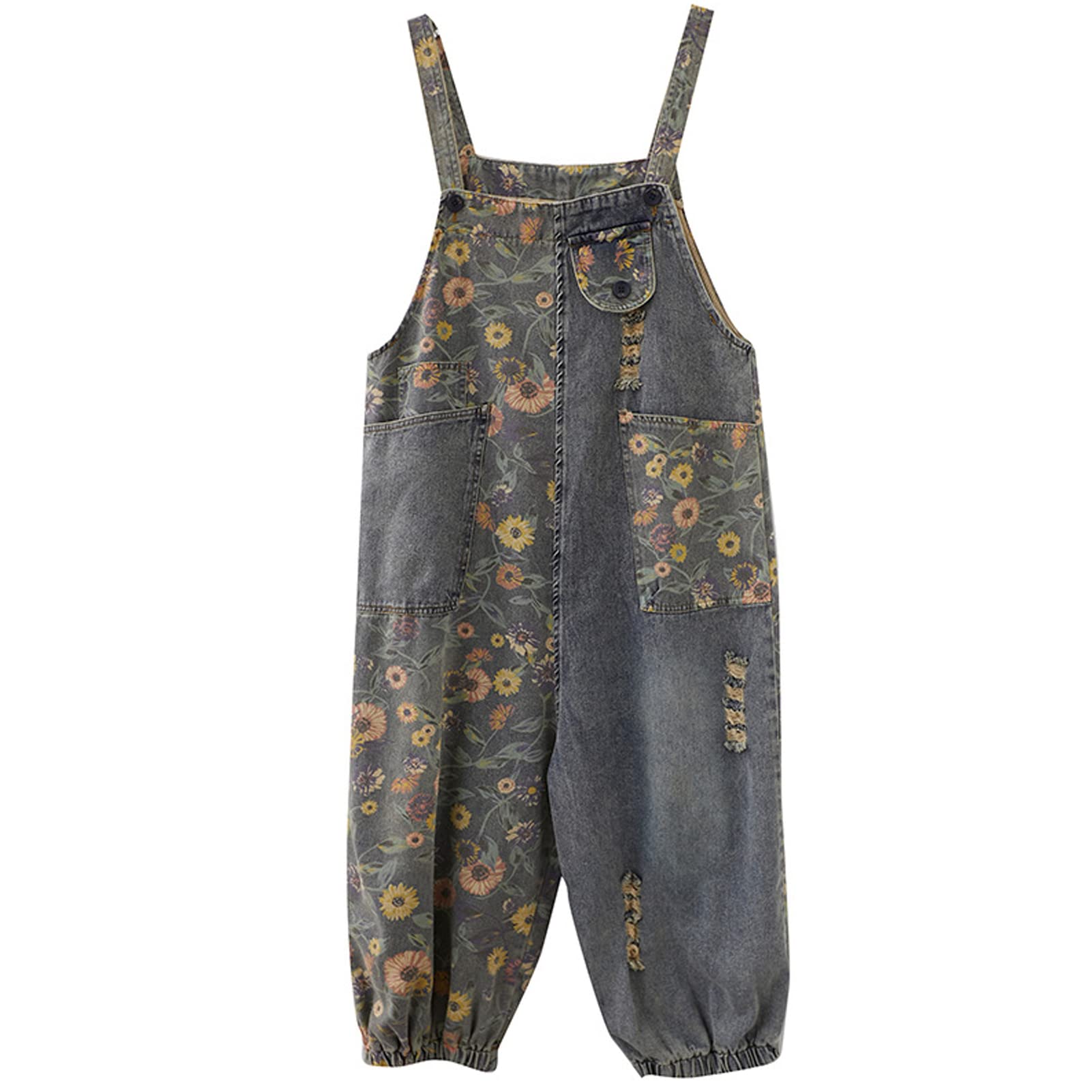 Salopette da donna in denim Salopette Pantaloni da donna Vintage Casual Baggy Jean Tute regolabili Tute Tute a gamba larga Tutina Pantaloni lunghi