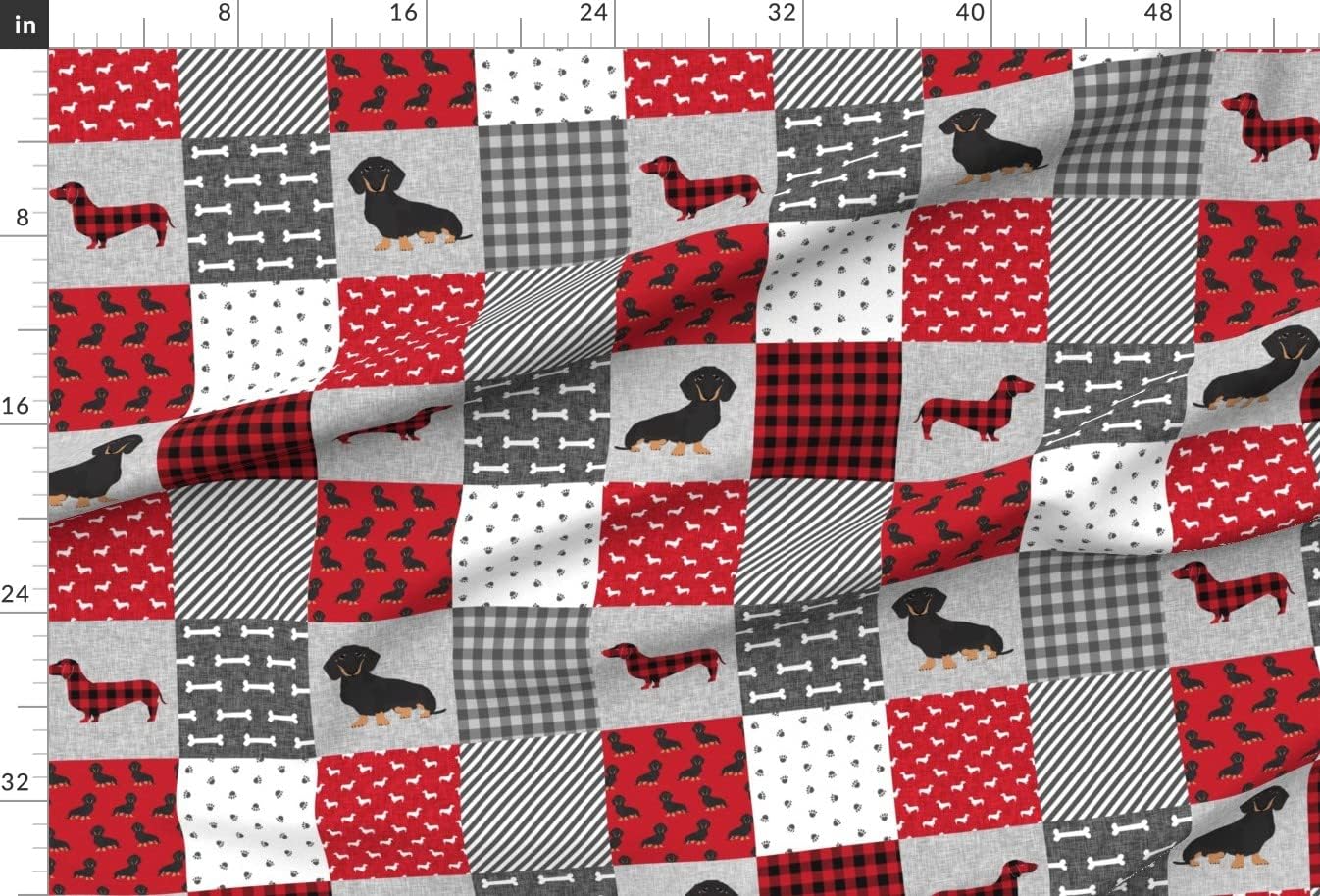 Spoonflower Fabric - Dachshund Pet Quilt Dog Breed Cheater Black Tan Wholecloth Weener Dogs Printed on Minky Fabric by The Yard - Sewing Baby Blankets Quilt Backing Plush