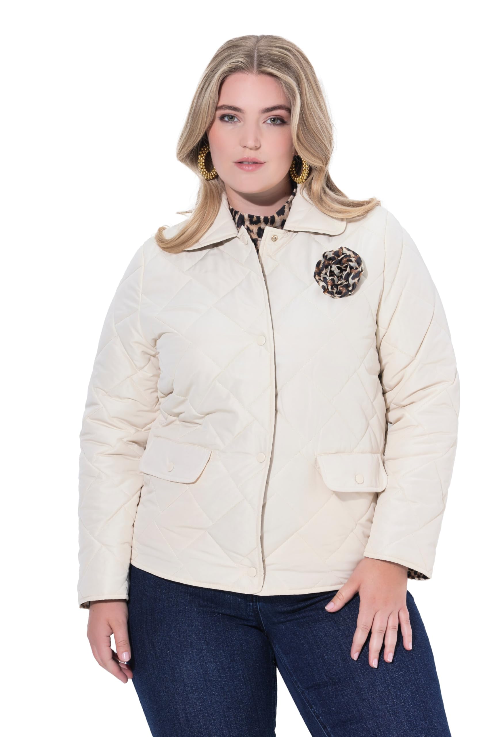 MIAMODA Damen große Größen Übergrößen Plus Size Wende-Steppjacke, Classic Fit, Druckknöpfe, Langarm 841414