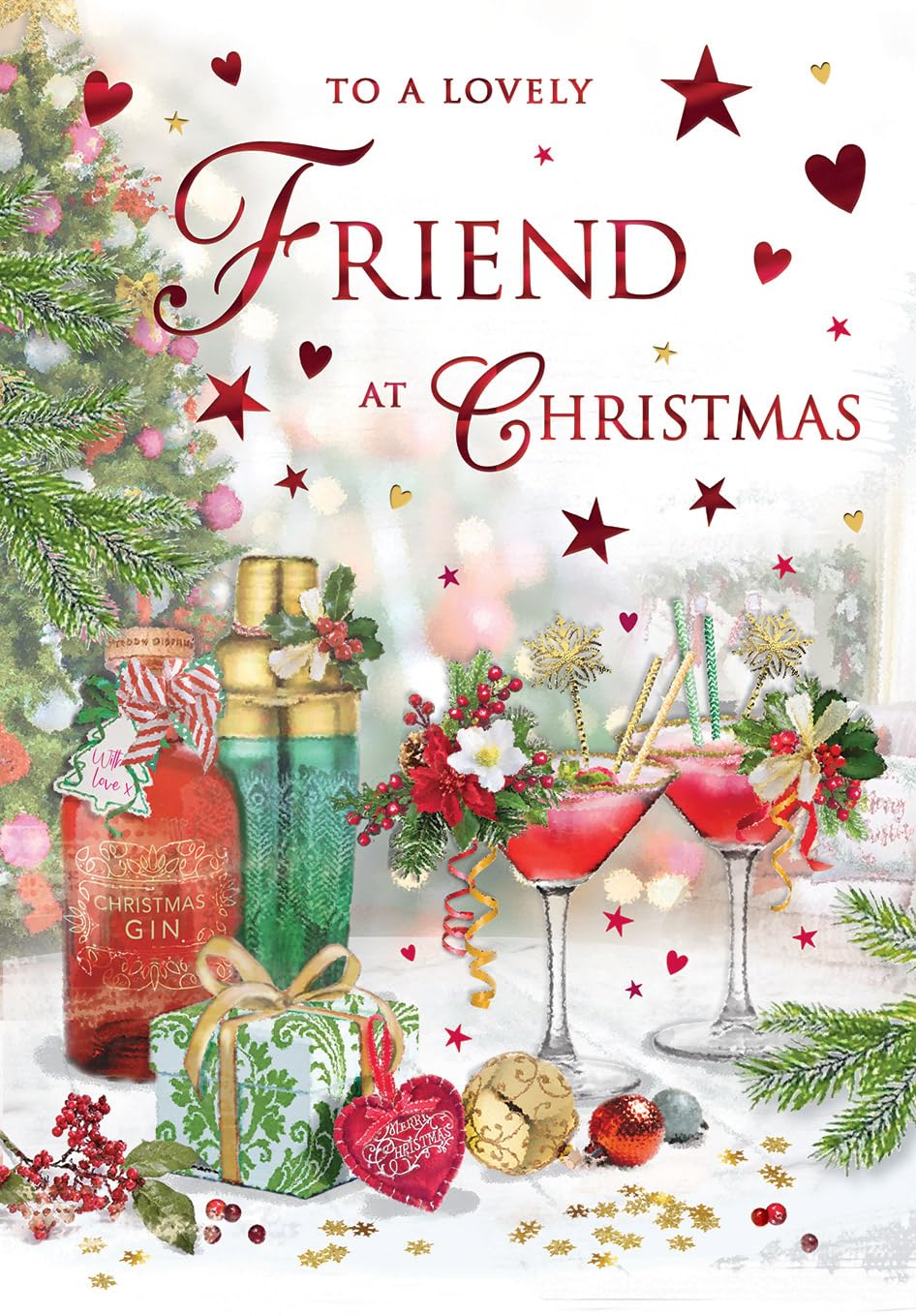 Christmas Card To a Lovely Friend Cocktails - 9 x 6 inches - Regal Publishing