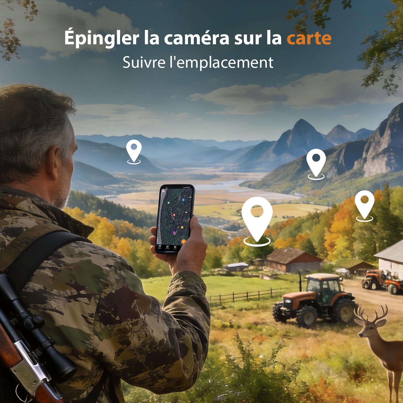 GardePro E6 Camera de Chasse WiFi, 64MP, vidéo 1296p H.264, Angle de Vue 110°, caméra de Chasse avec Vision Nocturne, détection de Mouvement, piège Photographique pour Jardin