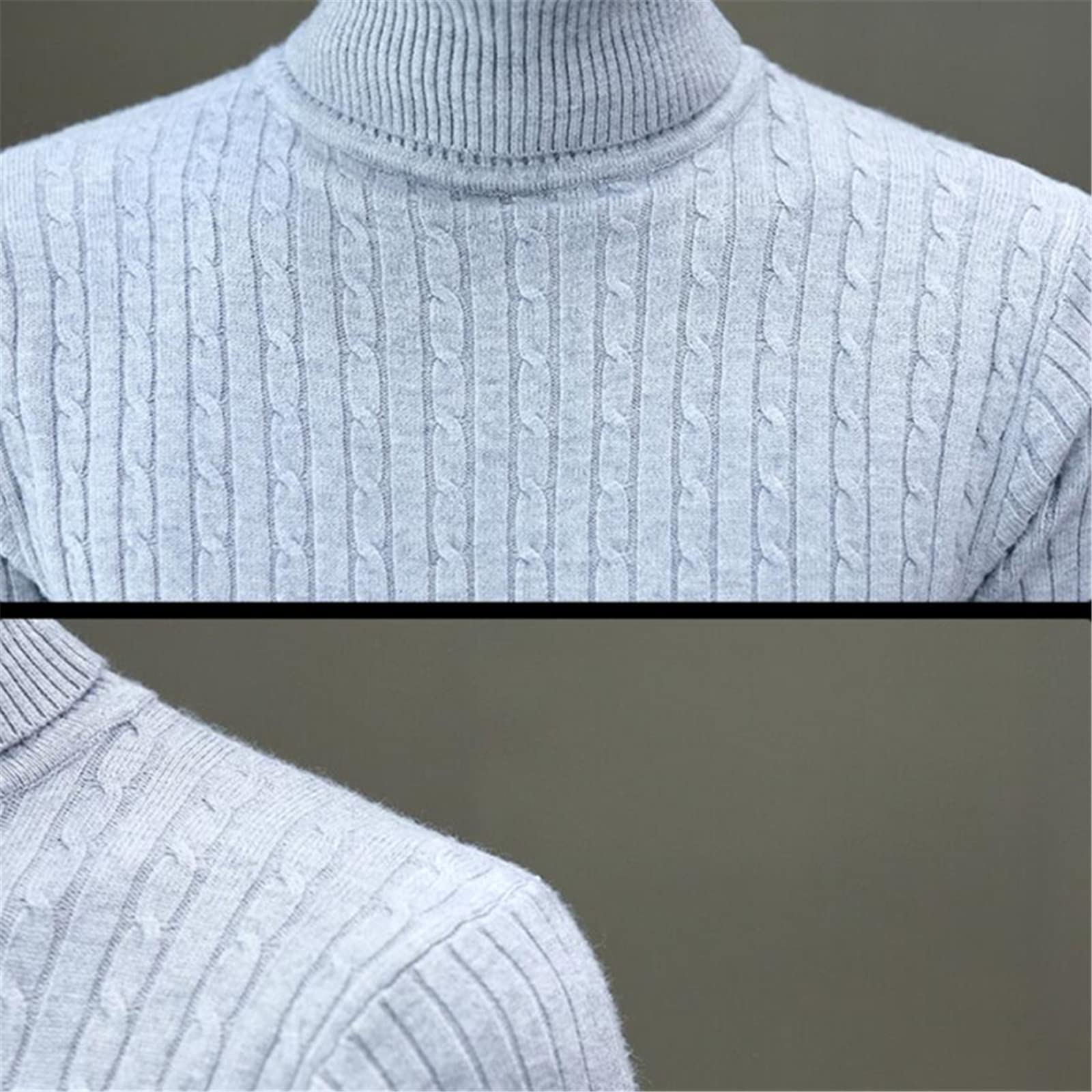 Vogrtcc Męski wąski jednolity kolor golf sweter zimowy długi rękaw ciepły dzianinowy sweter dół koszula, Army Green1, XXL