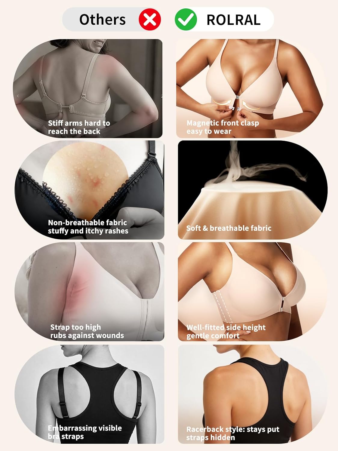 Front Closure Bras for Women - Wireless Magnetic Racerback Jelly Bralette, Seamless Comfort Support - Image 4