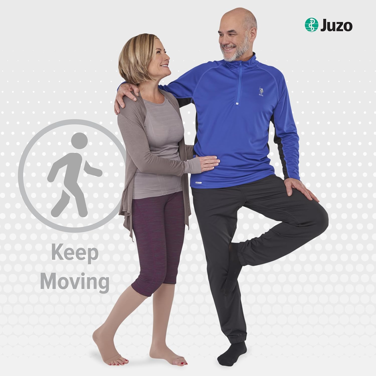 Juzo Dynamic Varin 3512 Knee-High 30-40mmhg Open Toe Stocking with Silicone Top Band, Short