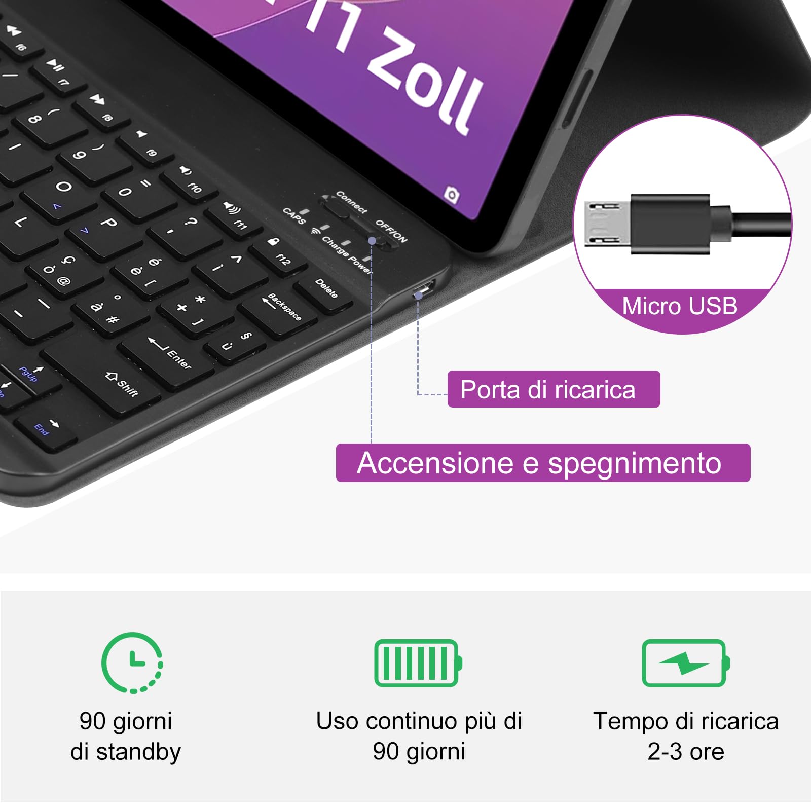 TENGWUDZ Tastiera Custodia per Lenovo Tab M11 2024 11 (TB330XU/TB330FU) Italiano QWERTY Tastiera Custodia Tablet per Lenovo M11,Tastiera con Supporto Pen per Lenovo M11 Tablet 2024-Nero (Nero)