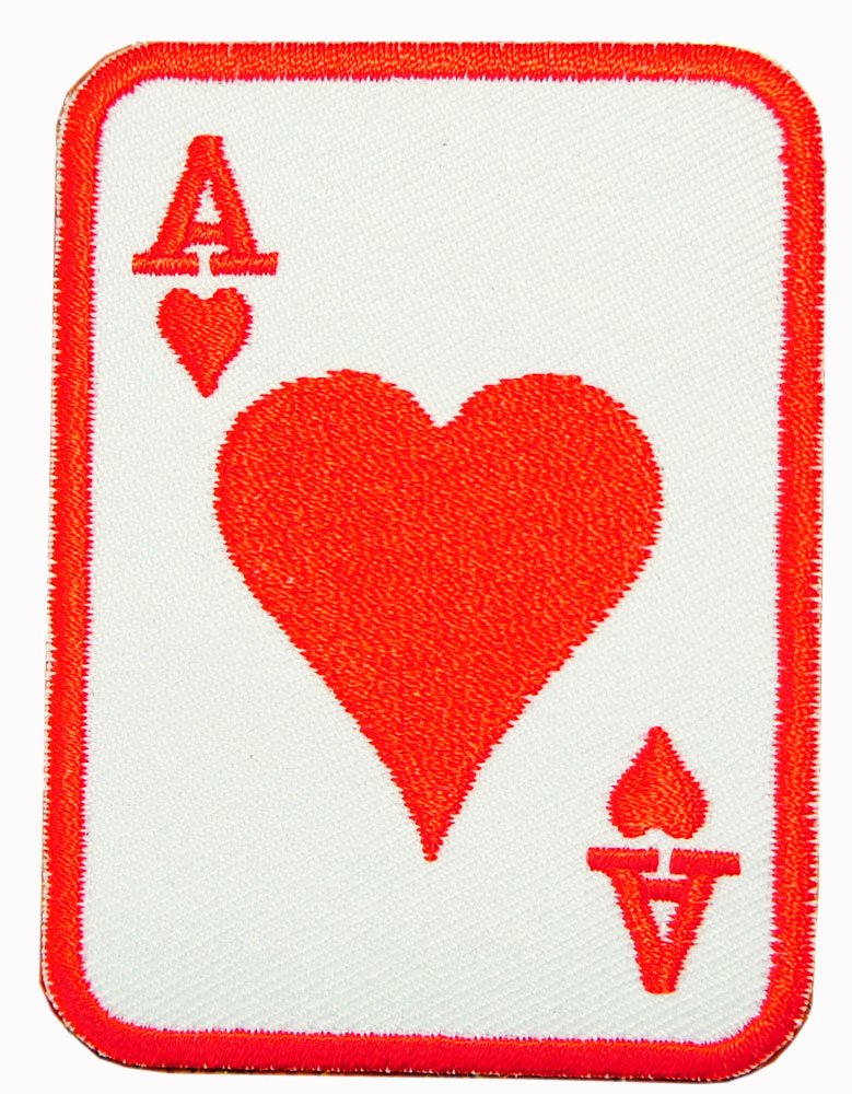 Amazon | 刺繍 アイロンワッペン【エース・ハート 赤】トランプ カード