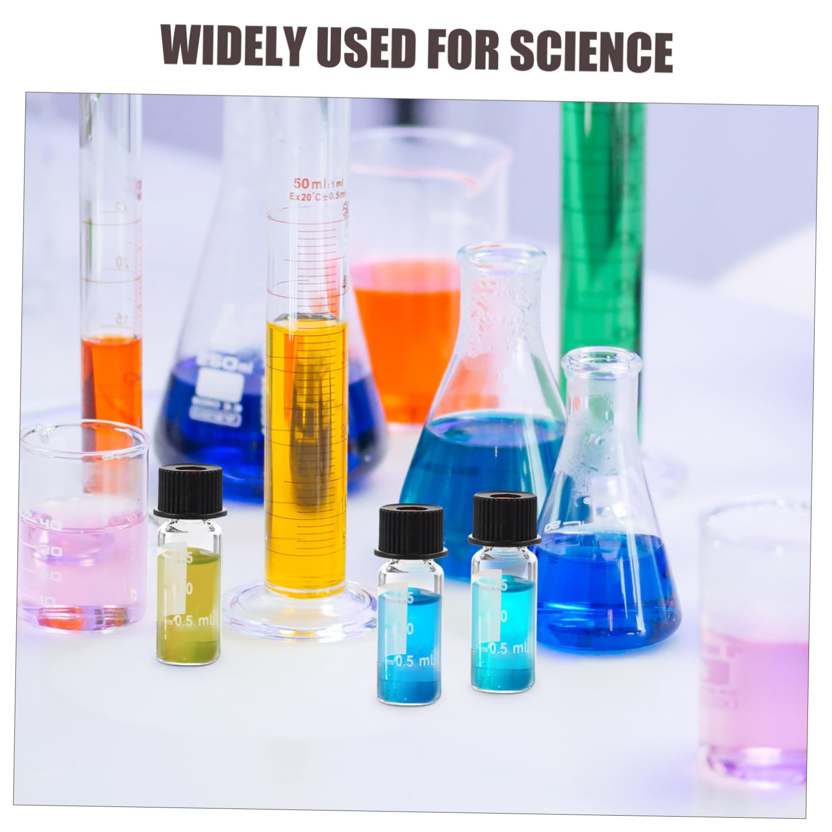 Ciieeo Botellas de Vidrio Rosca 8-425 de 2 Ml para Laboratorios, Paquete de 100 Piezas, Material Sintético, Evita Fugas, Adecuado para Polvos y Cuidado Piel