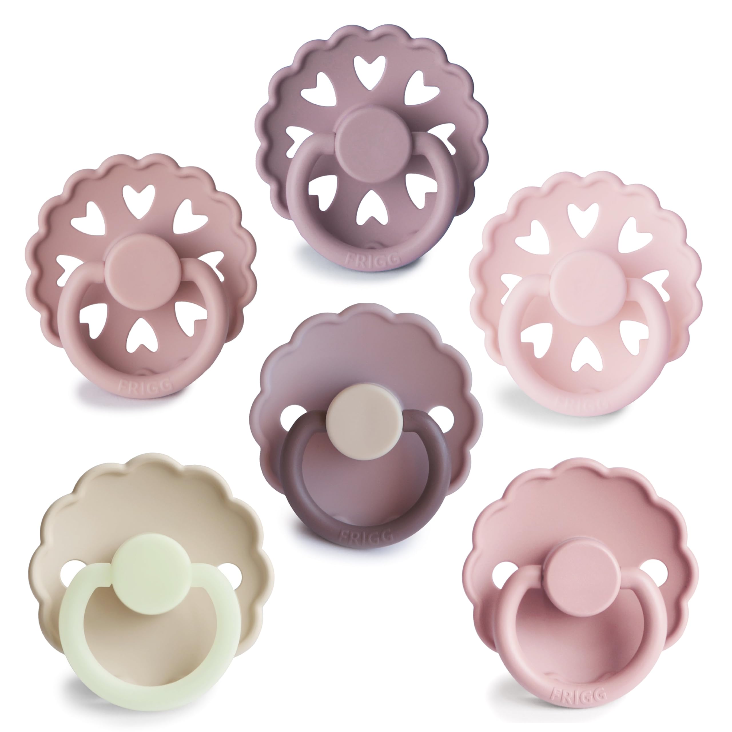 FRIGG SilkySoft Silicone Baby Pacifier 6-Pack Blooming Love | Made in Denmark | BPA-Free (6-18 Months)