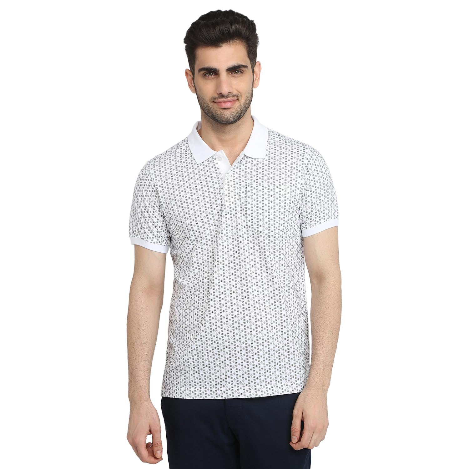 parx Men Regular Fit Print Pattern Cotton Polyester Blend Polo Neck Half Sleeve Casual T-Shirt-picture-28