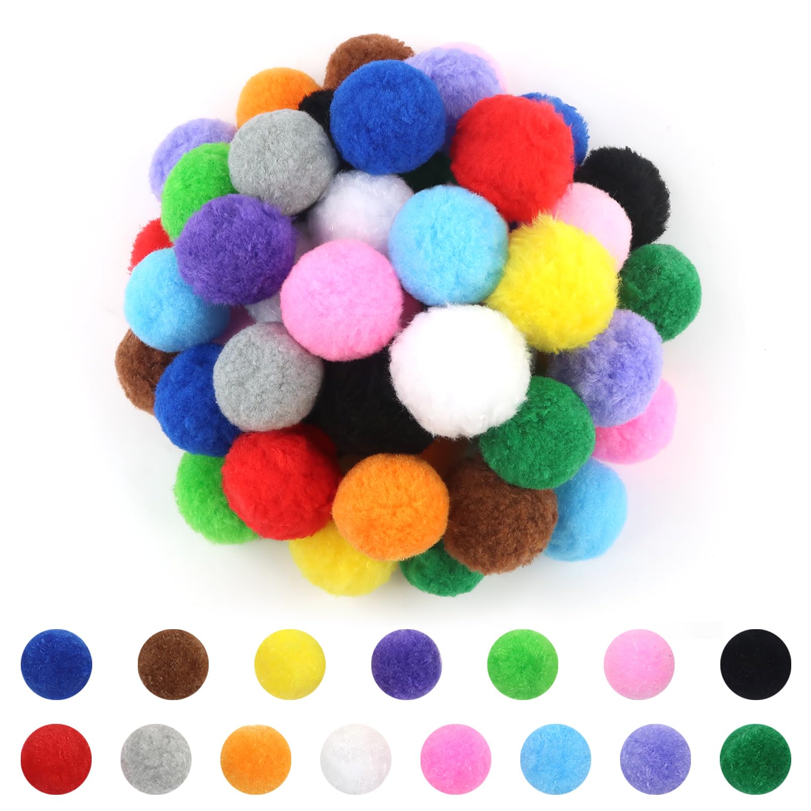 TOAOB 50pcs 50mm Large Pom Poms Assorted Fluffy Pompoms Multicolor โ image 1