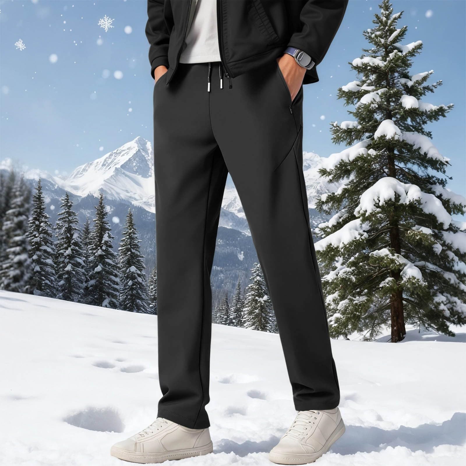 Pantalones de chándal para hombre, de forro polar, gruesos, cálidos, de invierno, para el tiempo libre, informales