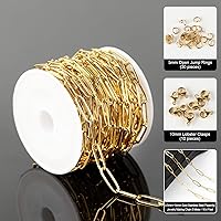 Vista 2 de YOUBEIYEE Cadenas de clip de acero inoxidable dorado de 16.4 pies para hacer joyas, collares, pulseras, tobilleras, cadena de eslabones soldados