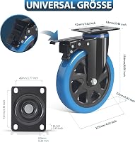 RRIUTO 125mm Forgókerék Fékes Görgő 800kg Teherbírás Bútor Szállítókerék 3