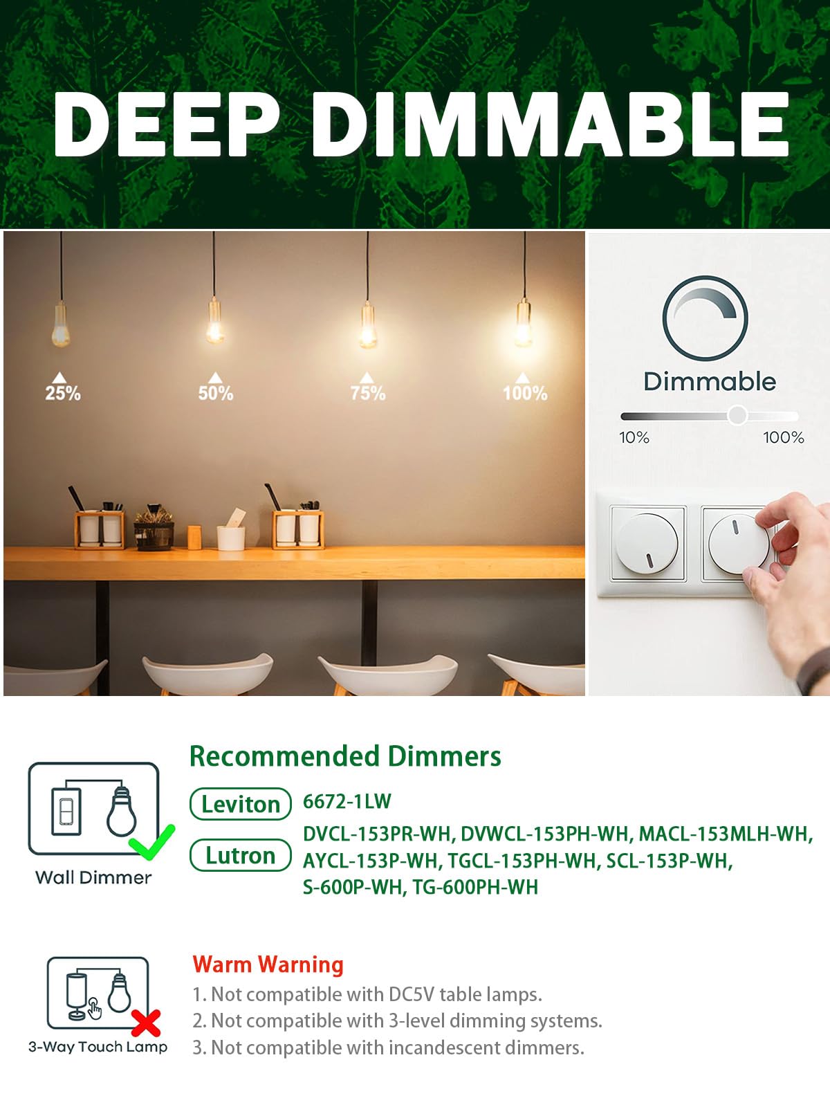 ROMANJOY G45 4W E27 Screw Bulb 40W Equivalent, Dimmable LED Light Bulb Warm White 2700K, Glass Cover - Image 4