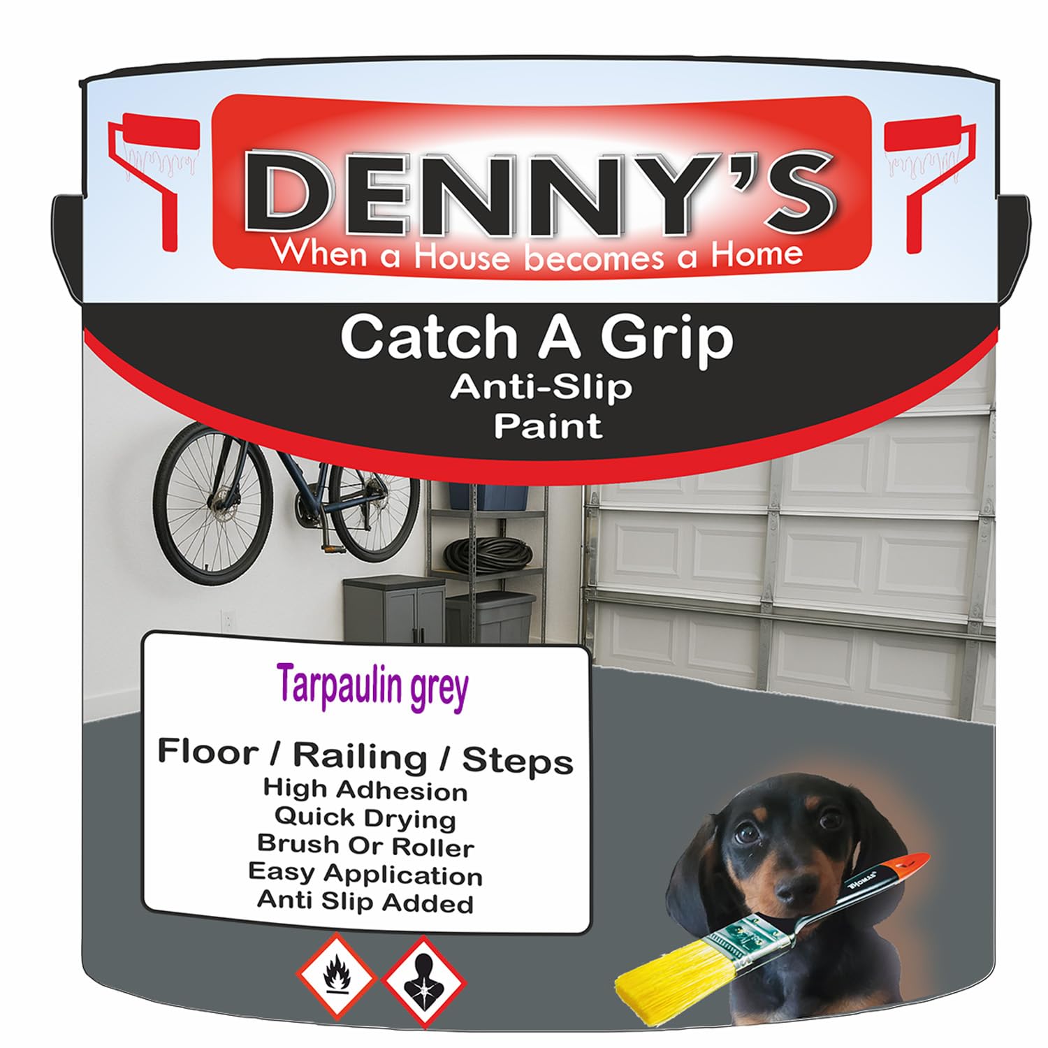 Catch A Grip Anti Slip Floor Paint – Non Slip Coating for Steps, Railings & Garages – 170 Colours, High Adhesion, Quick Dry, Multiple Sizes (Tarpaulin grey, 2.5 Litre Tin)