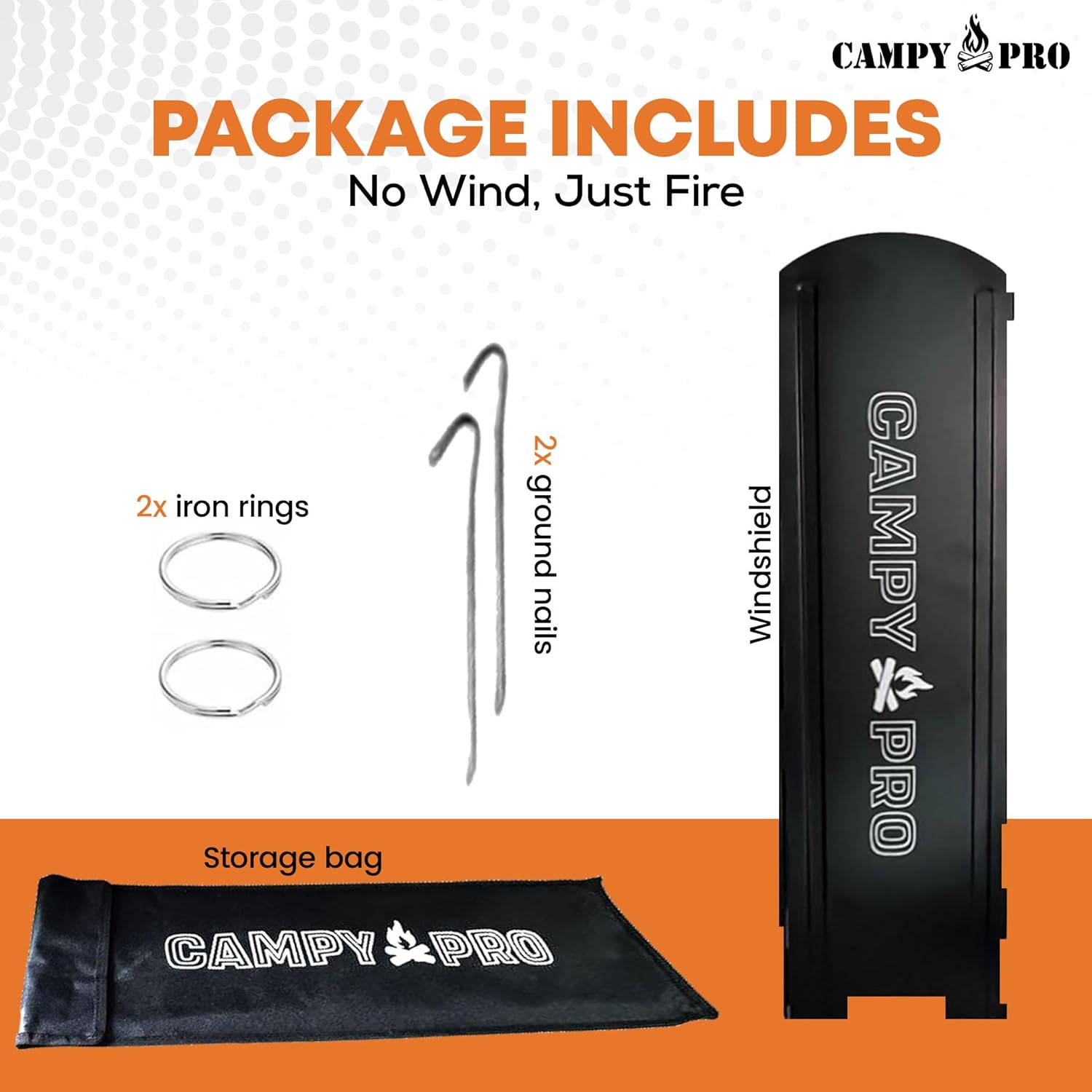 Black Camping Stove Windscreen, Foldable 8-Panel Wind Blocker with Stakes & Bag, 23.6in (60cm) Portable Windshield, Fire Pit Wind Guard, Campfire, Patio, RV, Outdoor Cooking, Hiking, Picnic