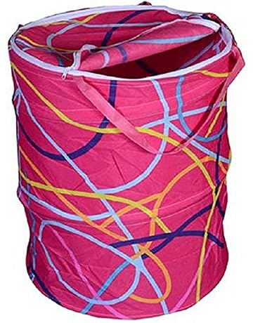 Kuber Industries Round Cloth Foldable Laundry Basket Bag, Volume:-30L,Multi Color ,Cotton