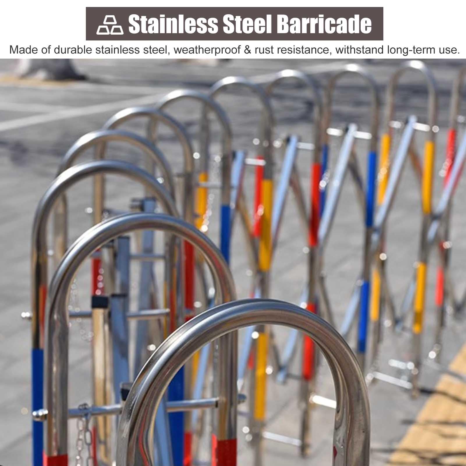 Barriera metallica espandibile resistente su ruote, cancello di sicurezza pieghevole mobile per controllo del traffico, barriera esterna, sistema di guardrail 1,1 x 2,5 m