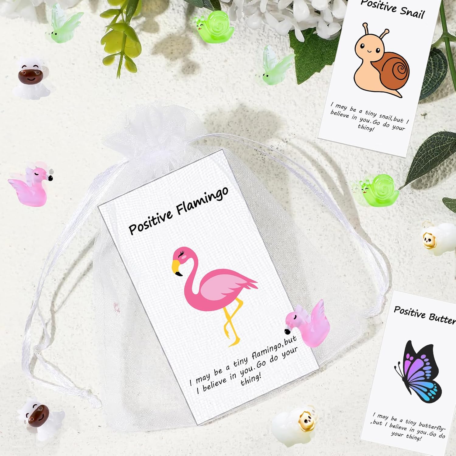 100 Set Employee Appreciation Gifts Bulk for Thank You Staff Teacher Office Coworker Nurse Pocket Gifts Animal Pun Inspirational Note Cards Butterfly Snail Cow Sheep Favors