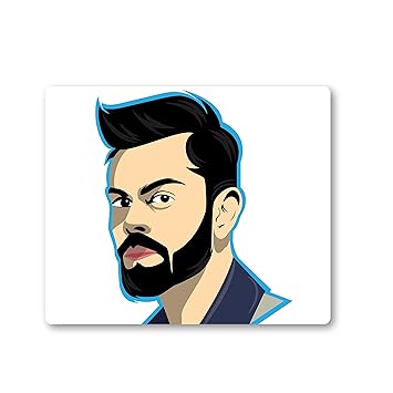 Woopme Cricket Player Art Theme Captain Virat Kohli Printed Mouse Pad for PC Laptop Desktop Computer Boys Girls Mouse Pads Smooth Gaming Non Slip Rubber Base L x H 20 x 24 CMS