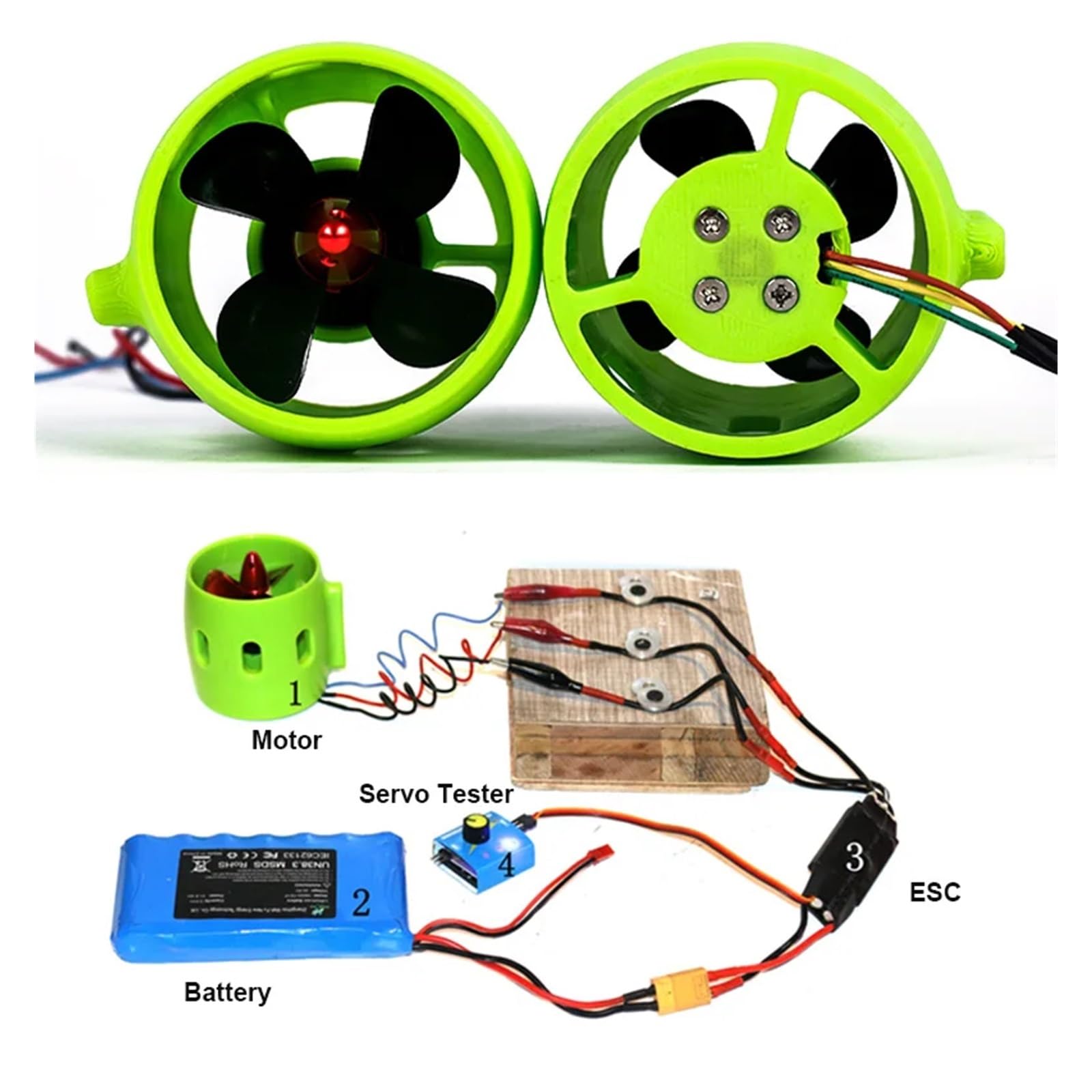 Motor de propulsión CC 12 V-24 V, 20 A, for Barco Submarino, 4 Palas, con hélices en Sentido horario y antihorario, for Robot señuelo RC, , etc(CW)