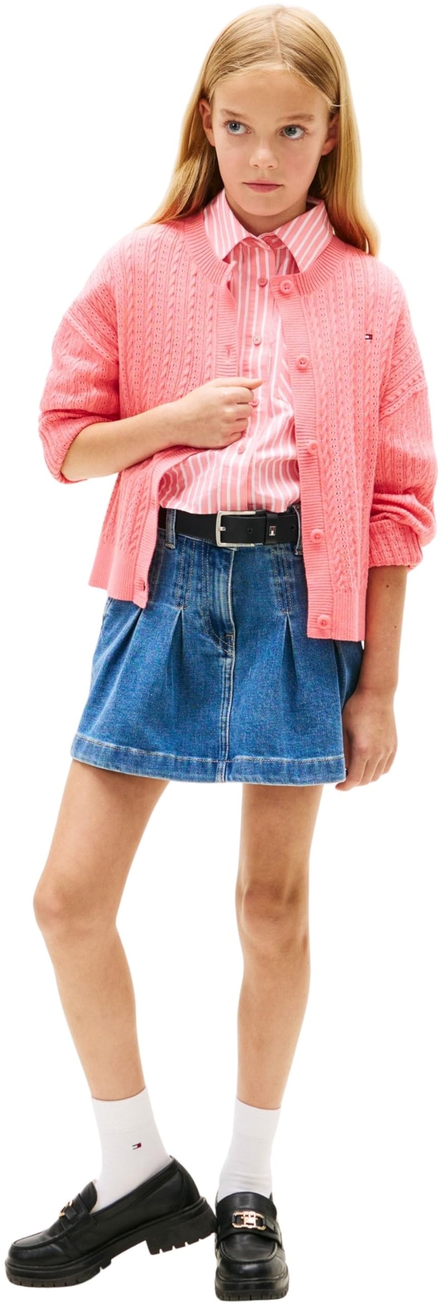Tommy Hilfiger Pointelle Cable Cardigan Kg0kg09378 Suéteres Niñas (Pack de 1)