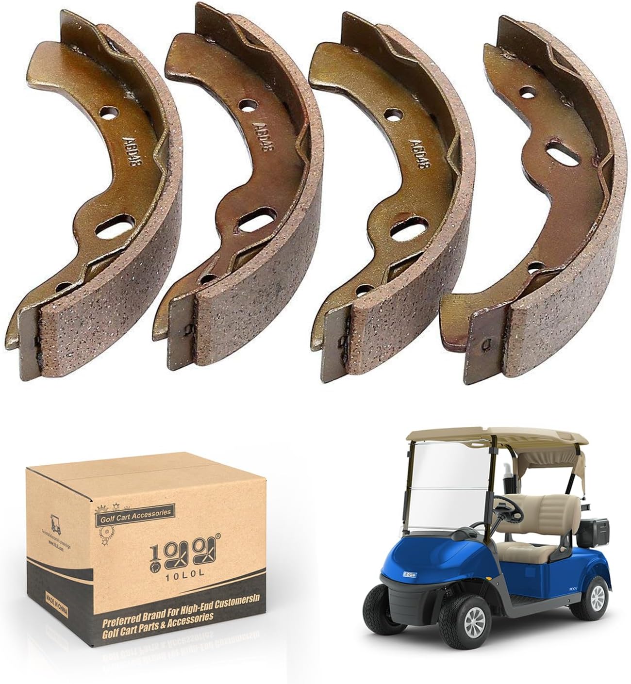 10L0L Golf Cart Brake Shoes Compatible with G14-G22 1993-up, Workhorse 1996-up, EZGO TXT 1997-up and RXV 2008-up Models, OEM# 27943G01, JG5-F5330-00, 4 PCS