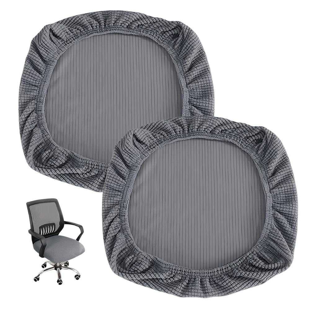 2 Pieces Elastic Office Chair Cover, Washable Adjustable Chair Covers, Gamer Chair Seat Covers, Protective Covers for Chairs, Function Covers Seats for Chairs for Dining Room, Kitchen – Grey