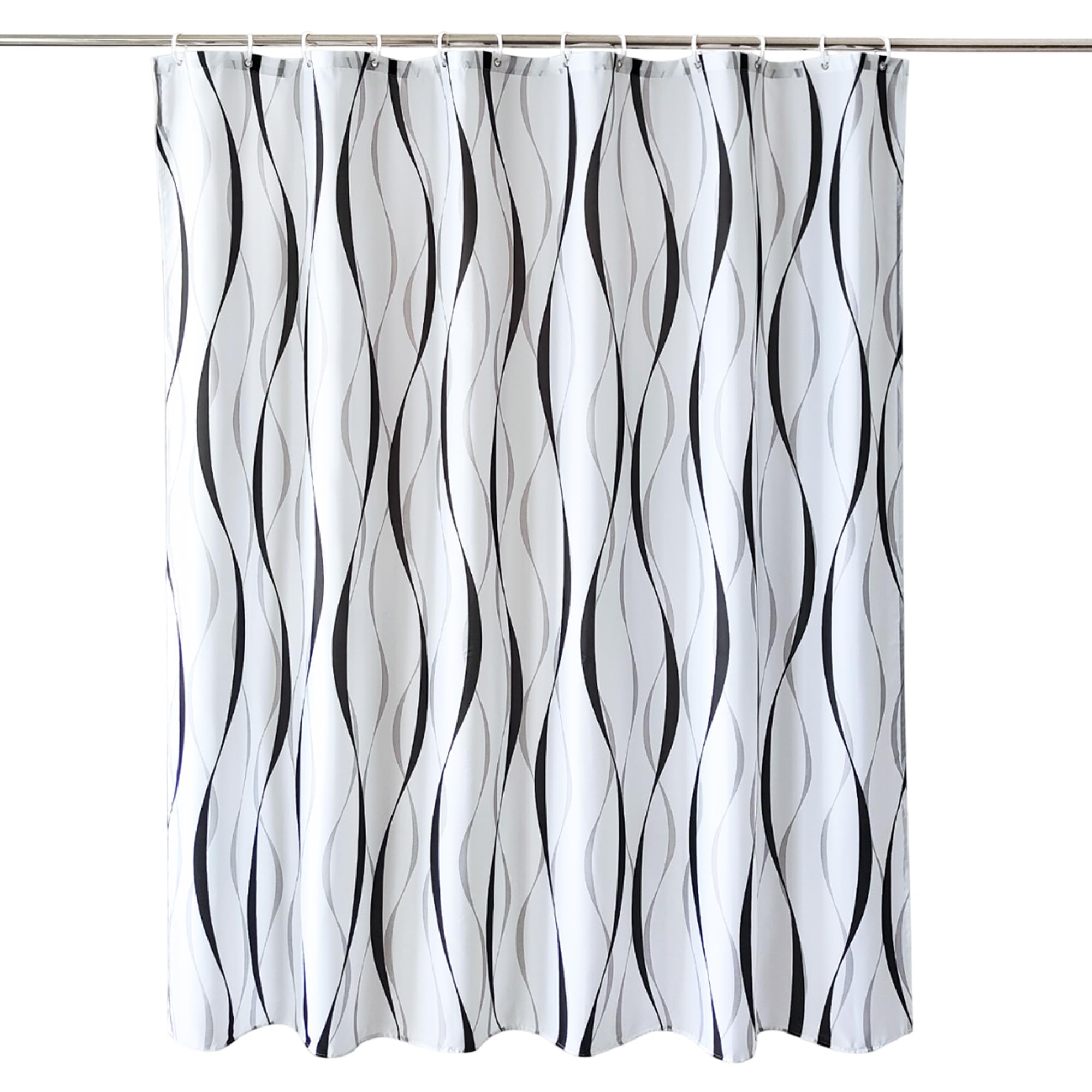 Trimming Shop Geometric Shower Curtain for Bathroom - White, 180x180cm