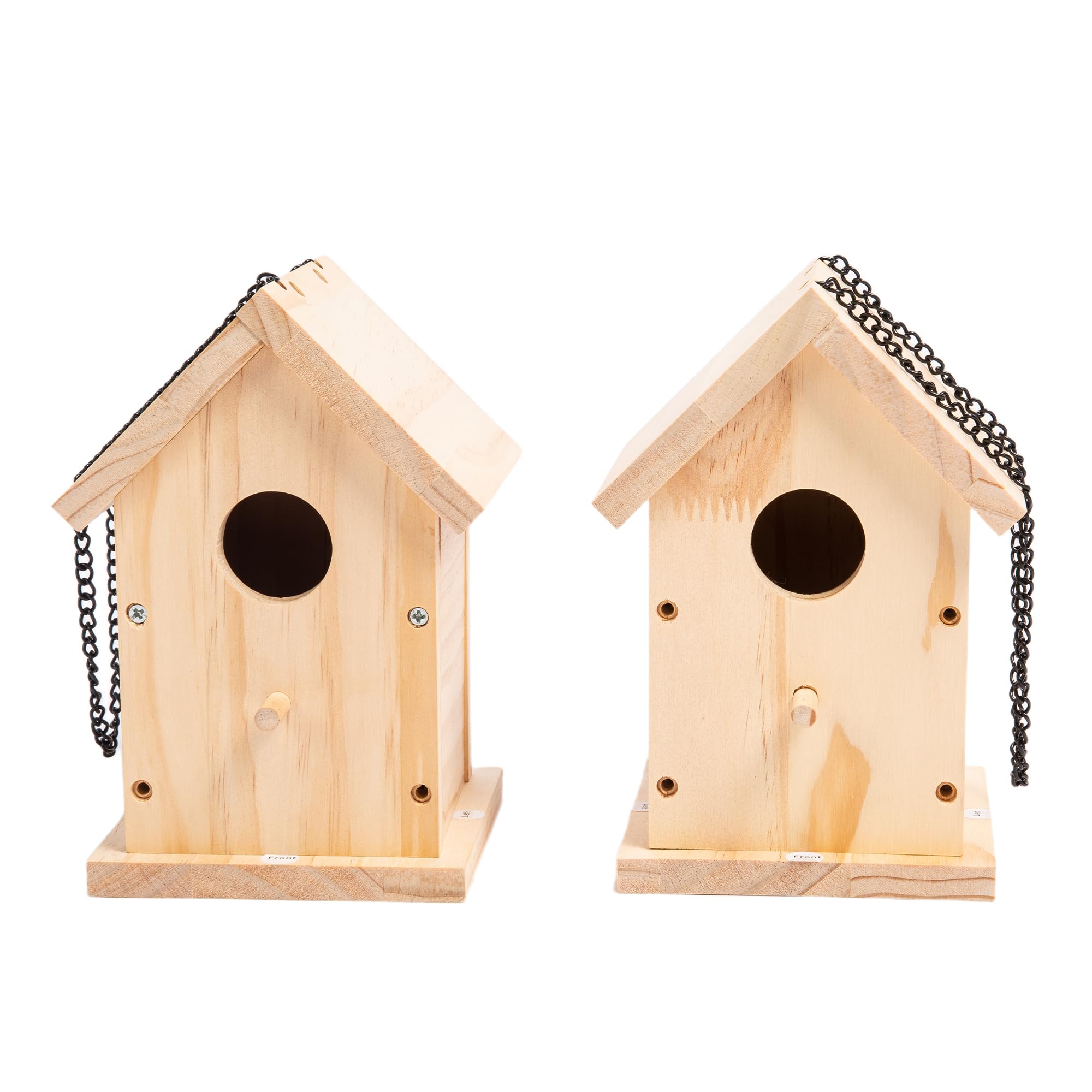 HPC Decor 2 Pack Bird Houses for Outside w/Chain,Natural Wooden Birdhouses Kit for Outdoors w/Predator Guard,Hanging DIY Bird House Kit & Woodworking Adult Crafts,Hummingbird,Birdhouse Kits for Kids