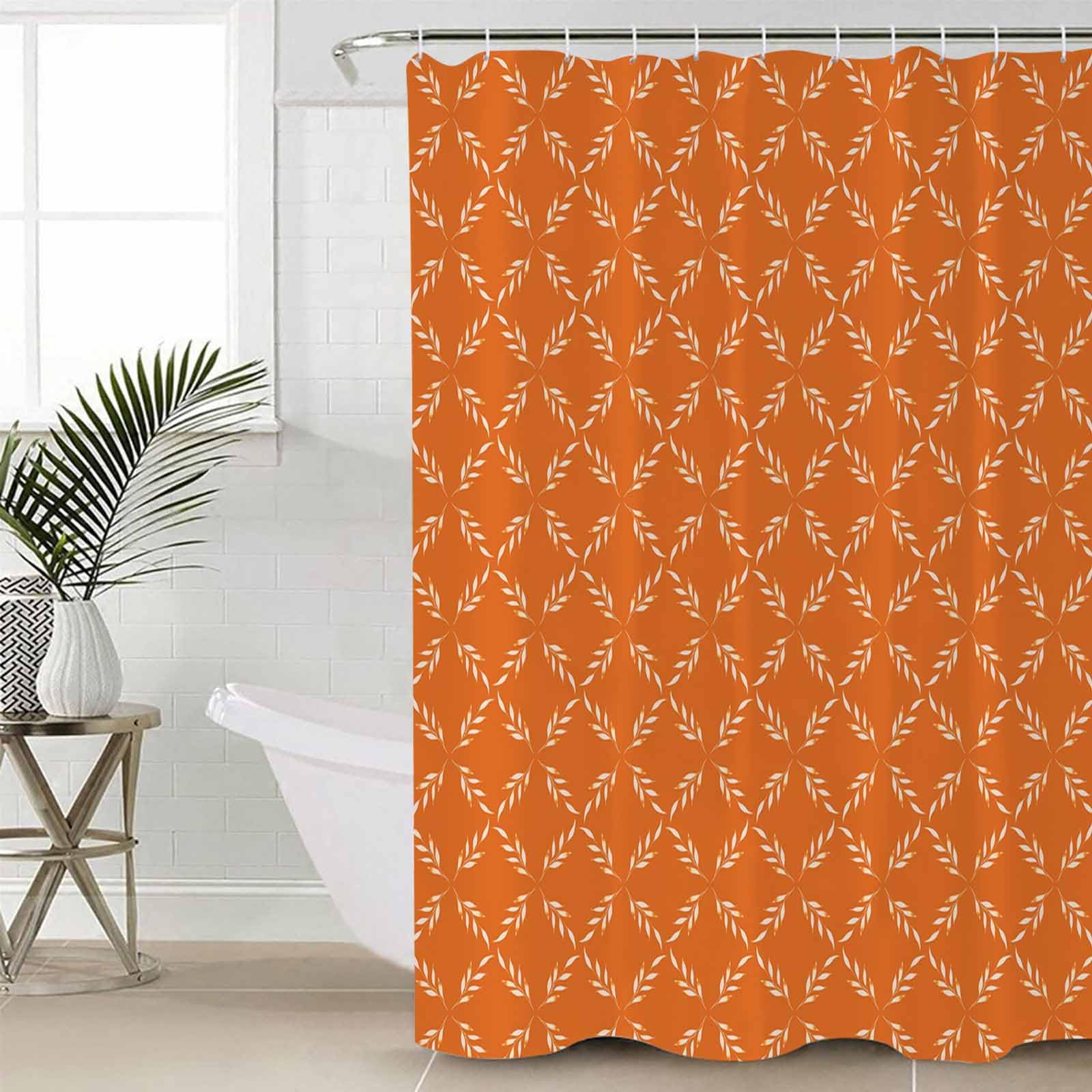 Huotupsine Burnt Orange Rhombus Shower Curtain Set - 36" x 78" Washable Bathtub Curtain with 12 Hooks, Classic Geometric Plaid Modern Abstract Art