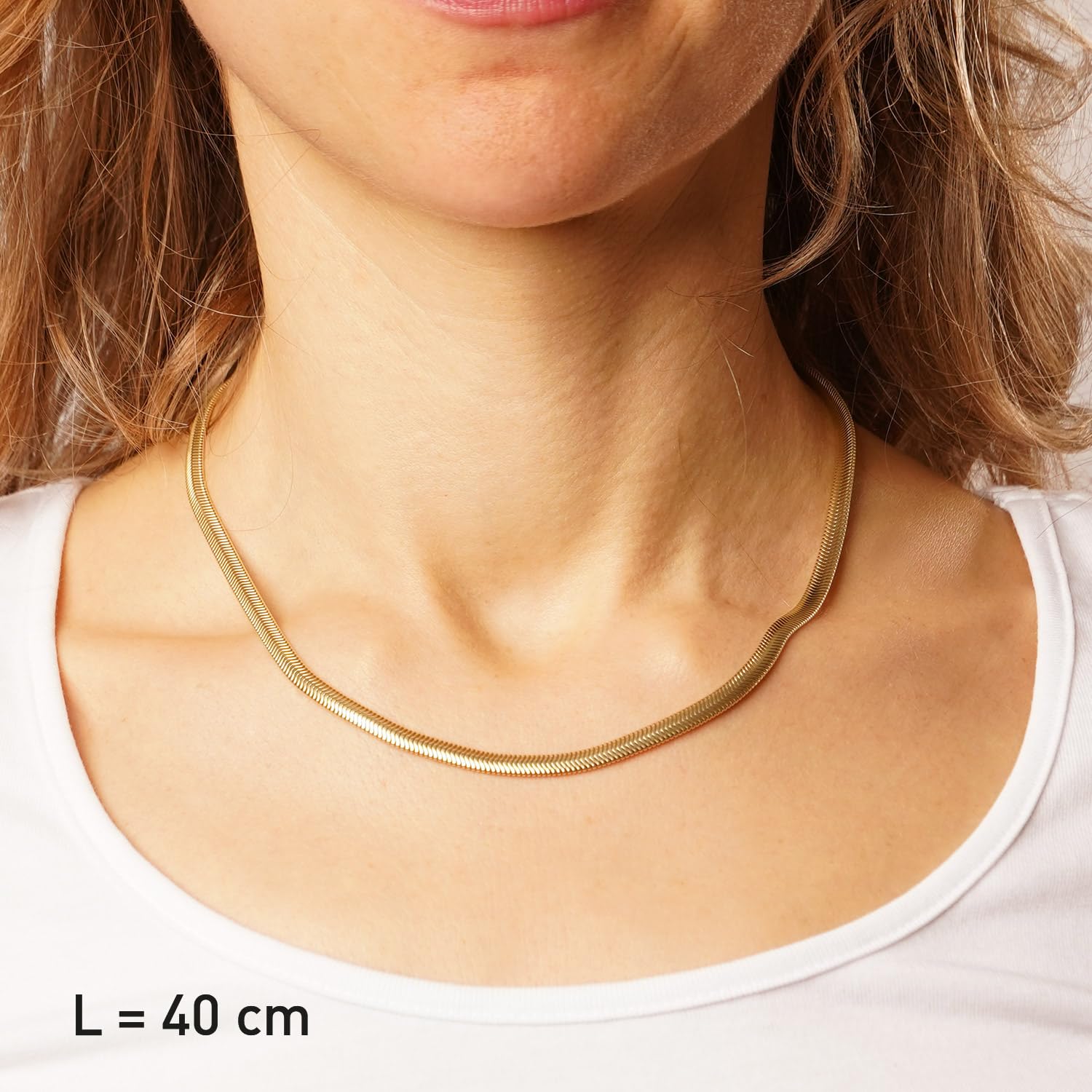 trendor Damen-Halskette 925 Silber Vergoldet Ovale Schlangenkette 4,2 mm | modischer Halsschmuck für Frauen, perfekte Geschenkidee und edles Accessoire,
