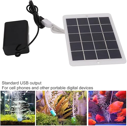 Miniatura 7 de Alomejor Oxigenador solar Bomba de aire Interfaz de salida 3W 5V Aireador de oxígeno solar portátil para decoración de jardín de peces de estanque