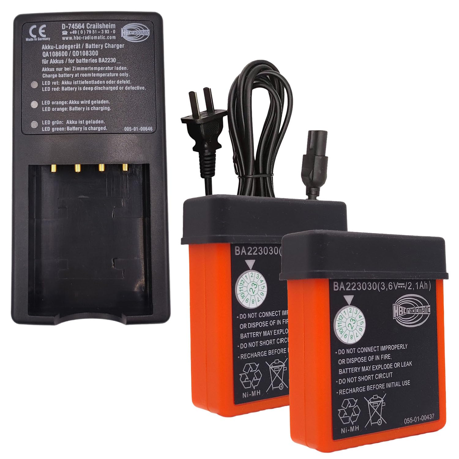 (2*Battery + 1*Charger) AC 110V-220V QA108600 QD108300 Charger D-74564 with HBC Radiomati…