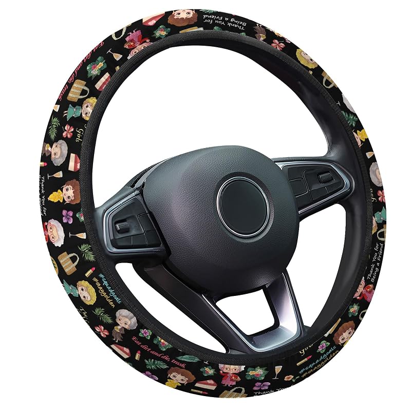 Capa para Volante GENANY Vintage Friends Halloween em Poliéster para SUV, Sedan e Caminhão 38,1 cm